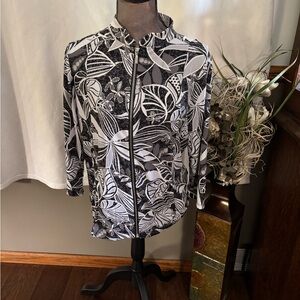 Chico's Black and White Floral Blouse